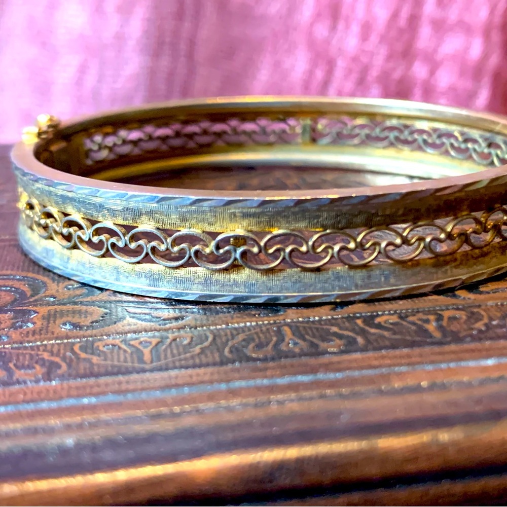 Antique 12K Gold Filled Filagree Victorian  Art Nouveau Bracelet